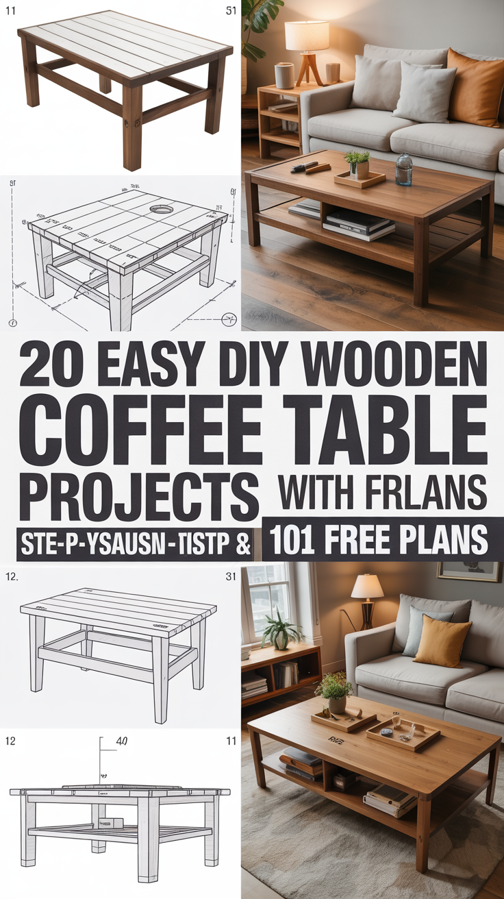 20 Easy DIY Wooden Coffee Table Projects with Free Plans