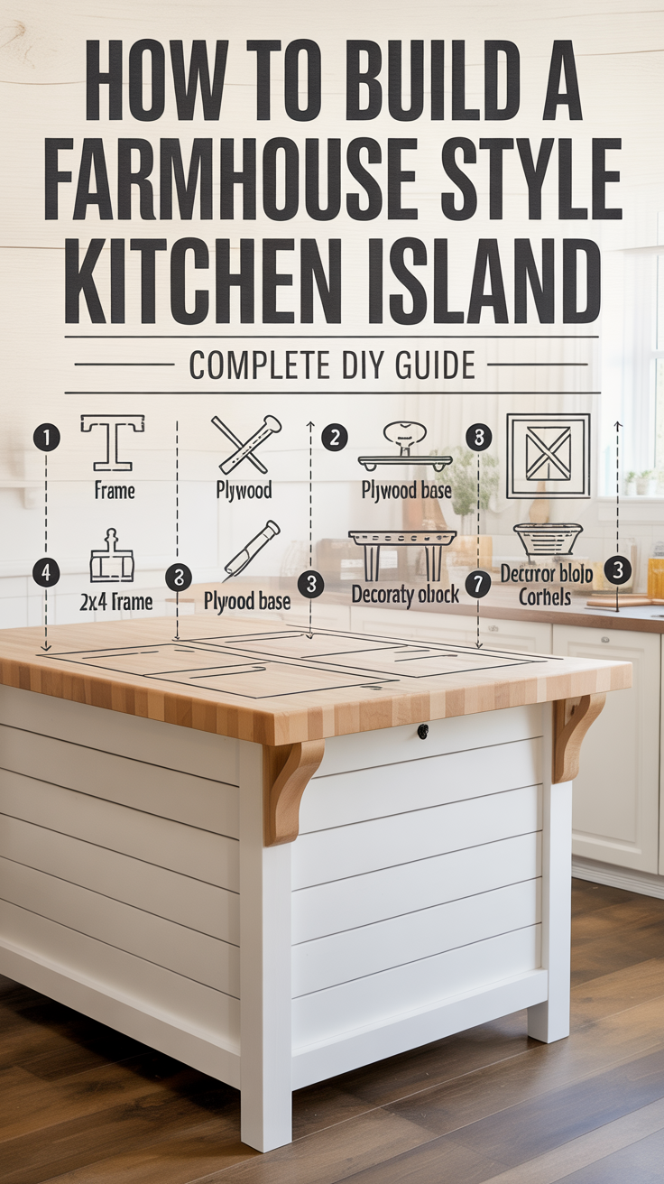 How to Build a Farmhouse Style Kitchen Island